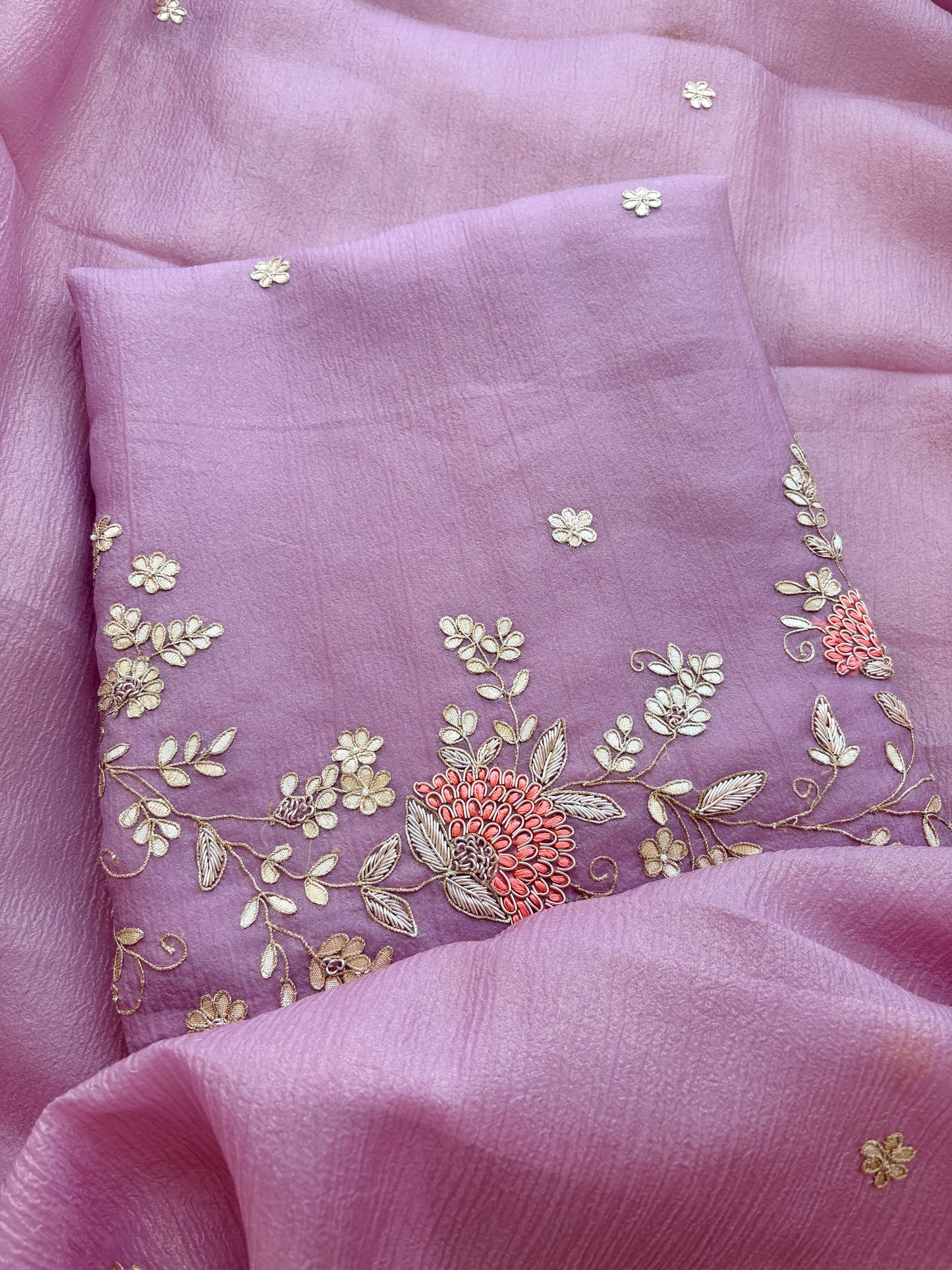 Pink hand embroidered gotta Patti suit set