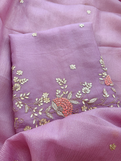Pink hand embroidered gotta Patti suit set