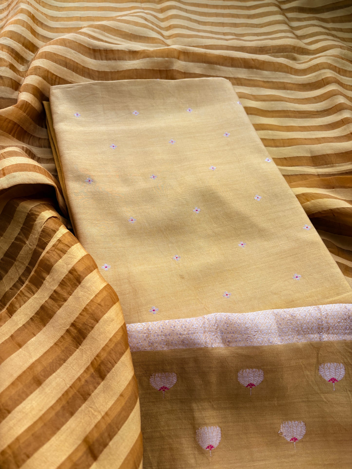 Yellow Chiniya silk suit set