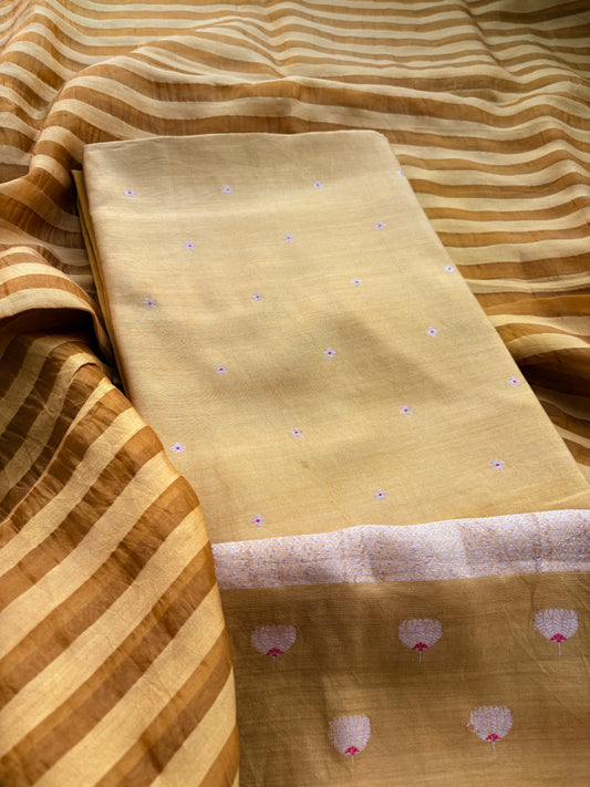 Yellow Chiniya silk suit set