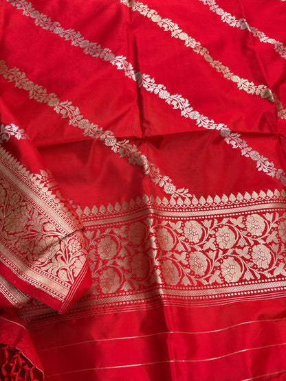 Red katan silk kadhwa dupatta