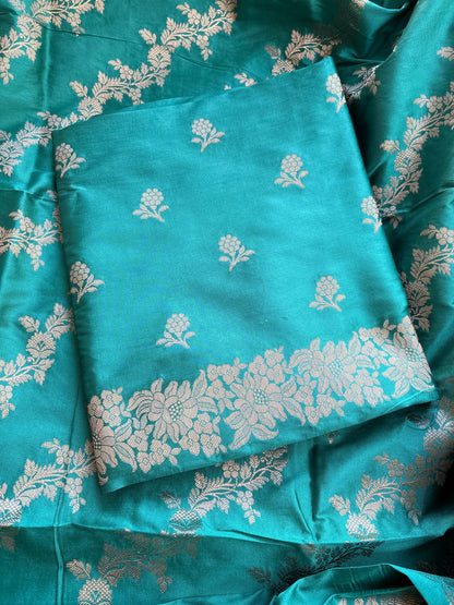 Blue premium silk 3 piece suit set