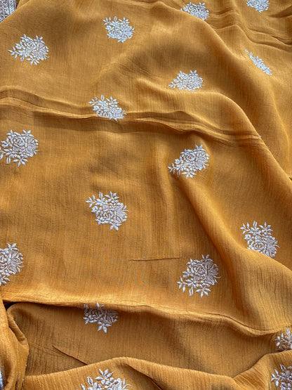 Yellow crush tissue embroidered suit set