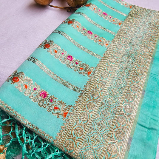 Mashru silk hand crafted meenadar saree.