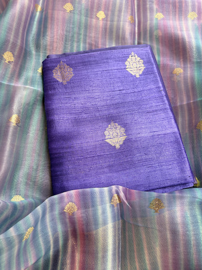 Pure raw silk kurta, bottom and kora digital dyed dupatta