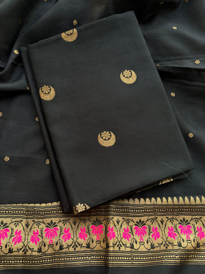 Black Chiniya silk chand tara suit set