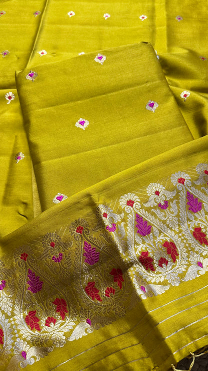 Deep mustard chiniya silk kadhwa 3 piece suit