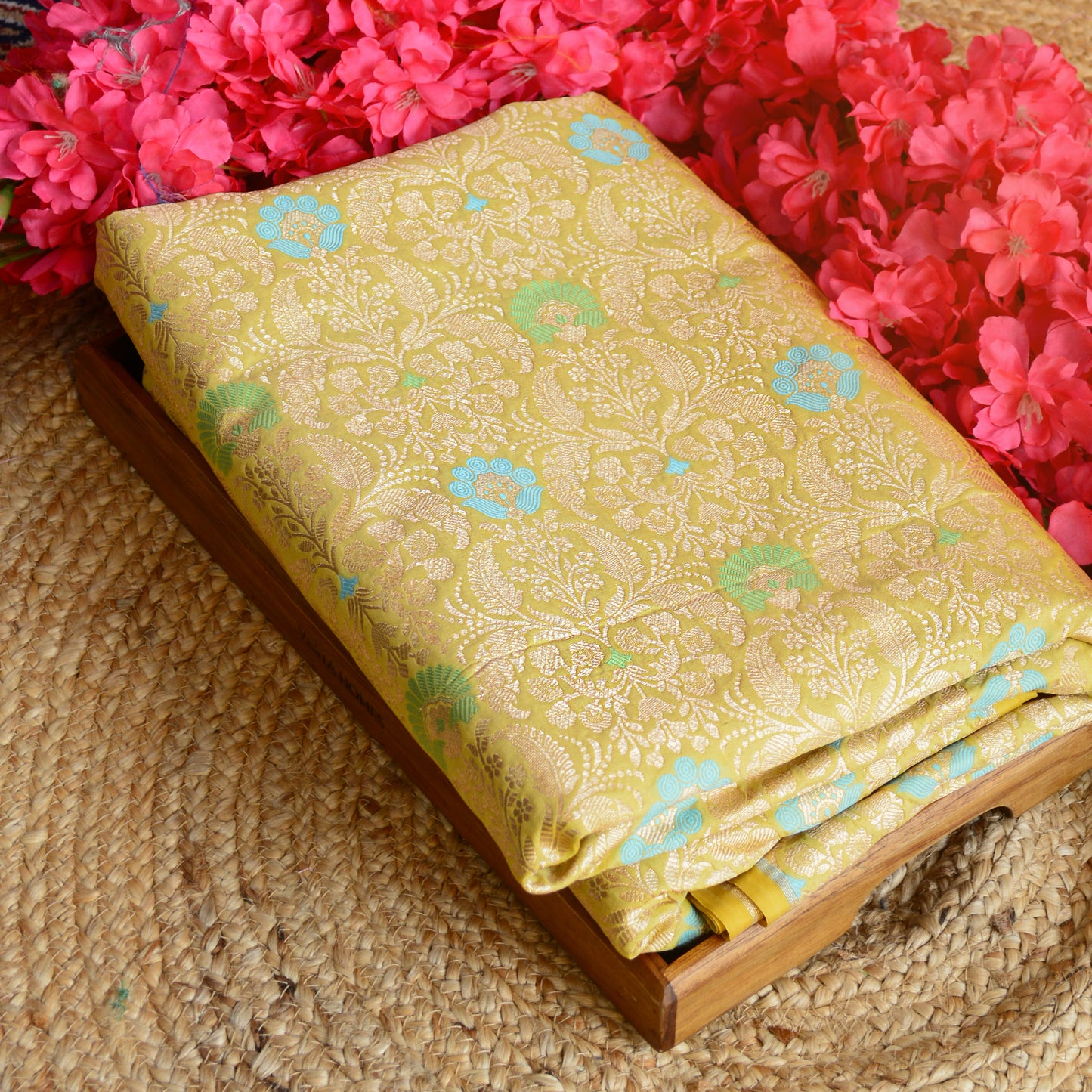 Lime green katan silk fabric