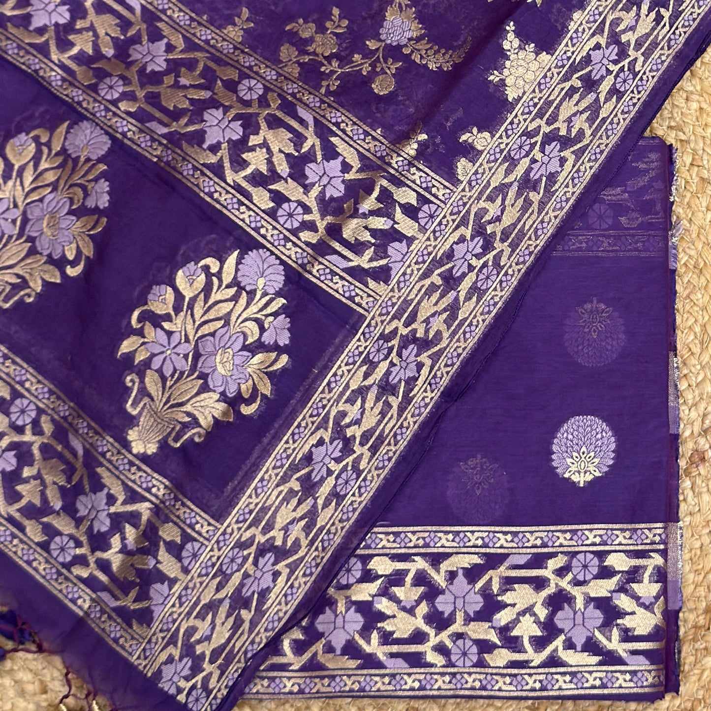 Purple Chanderi paithani suit set