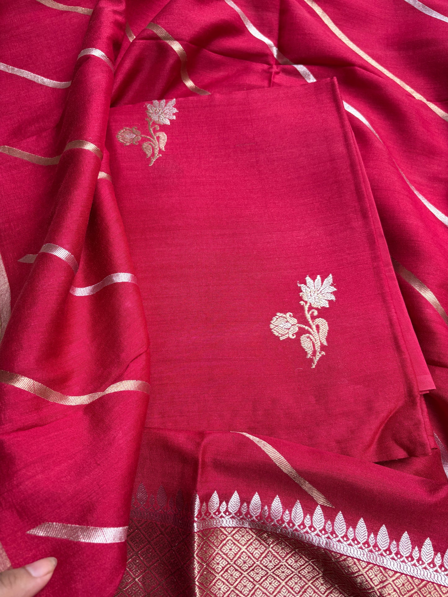Red moonga silk suit set