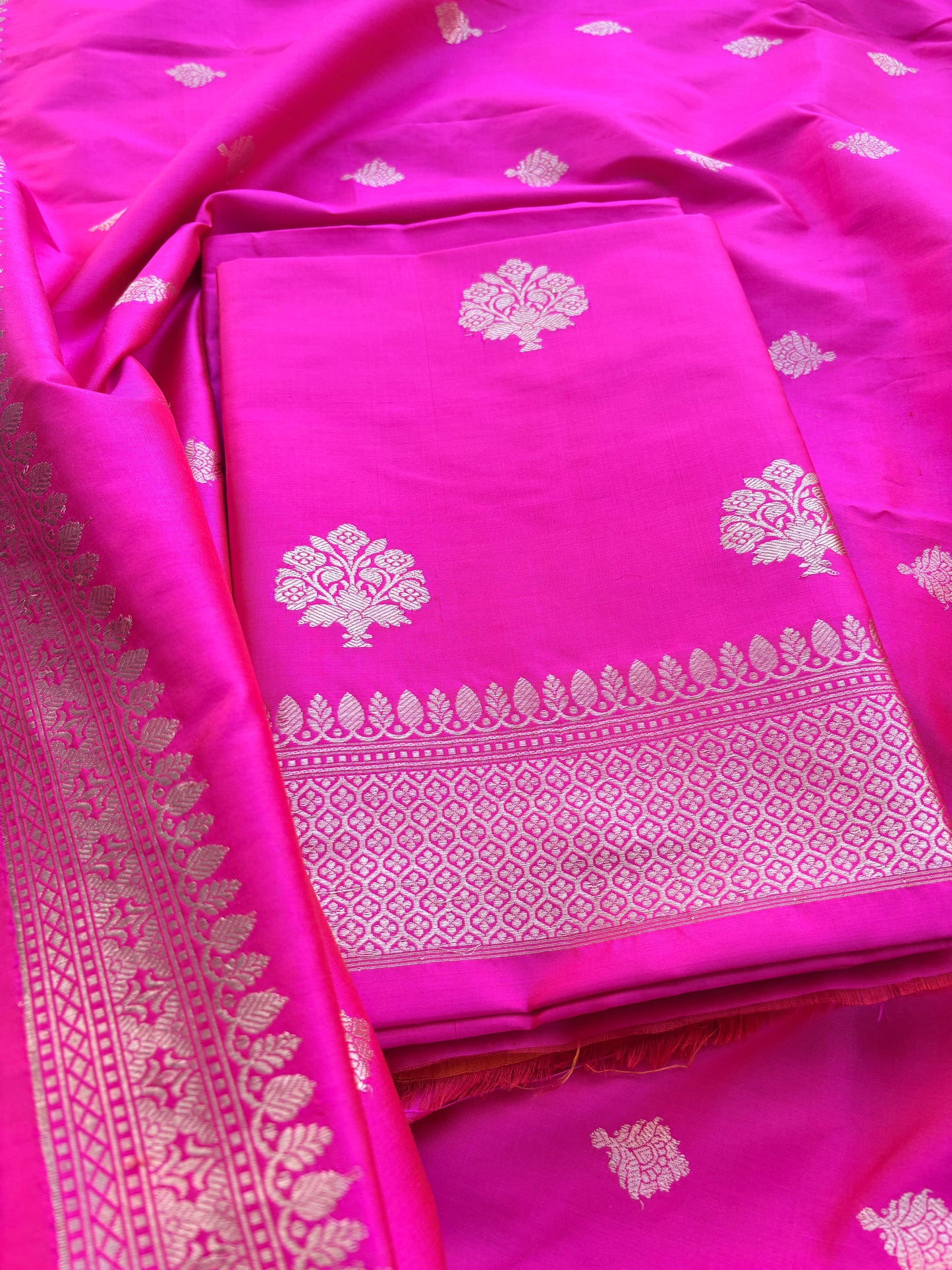 Pink katan by Katan silk kadhwa suit set