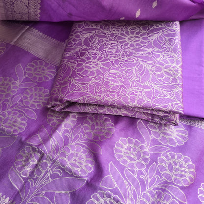 Purple premium cotton 3 pieces weaving suit.