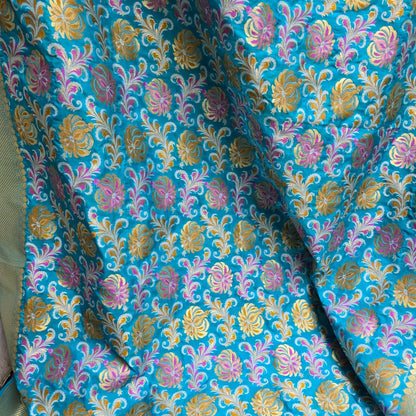 Blue cotton chiniya silk woven dupatta.