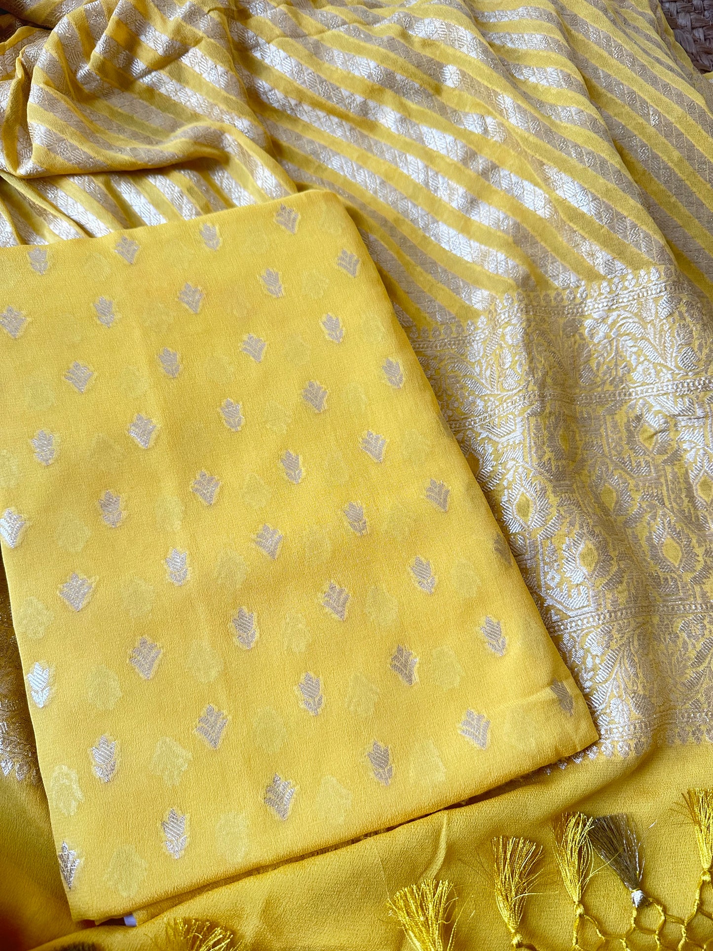 Yellow khaddi georgette 2 piece suit