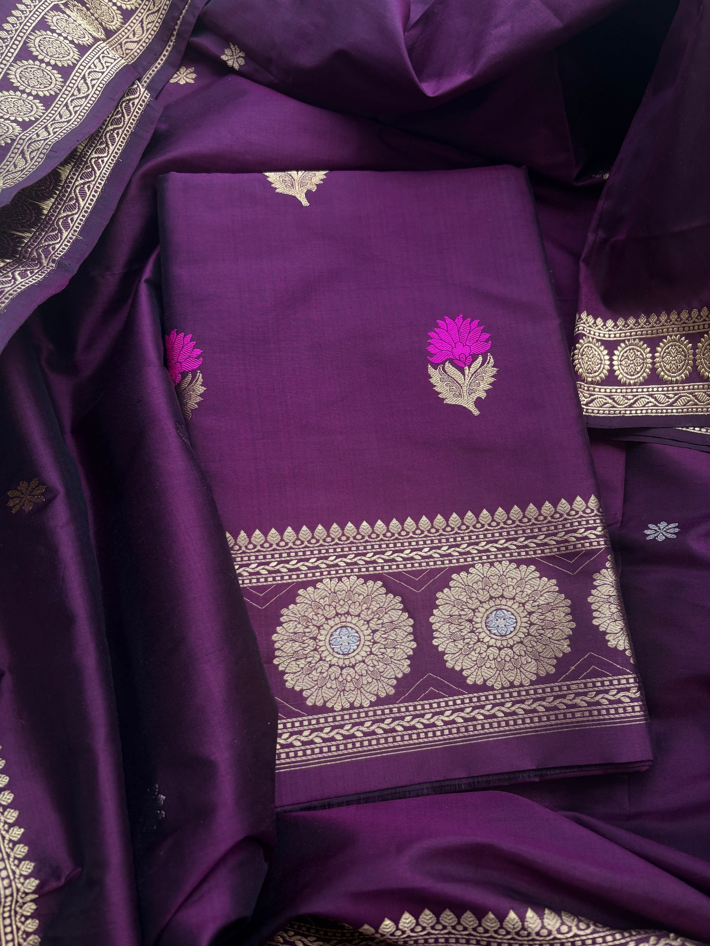 Purple Katan by katan silk suit set
