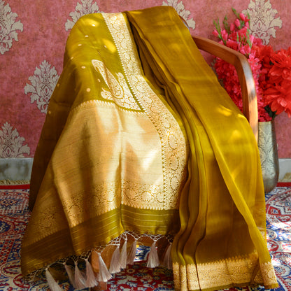 Green kora silk saree