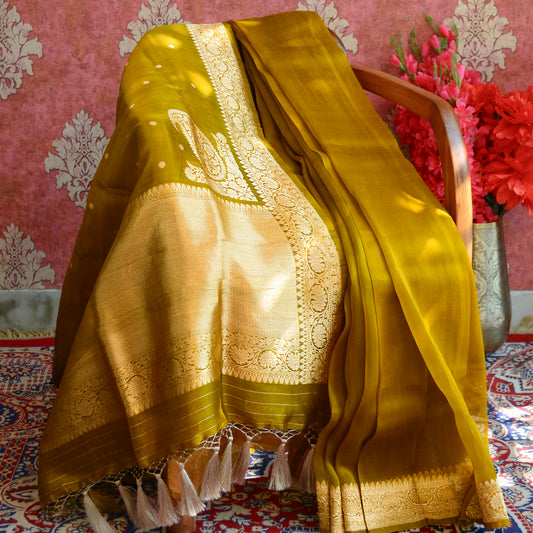 Green kora silk saree