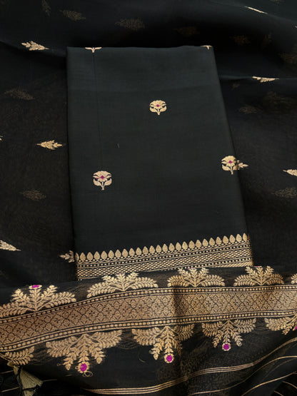 Black Chiniya kora suit set
