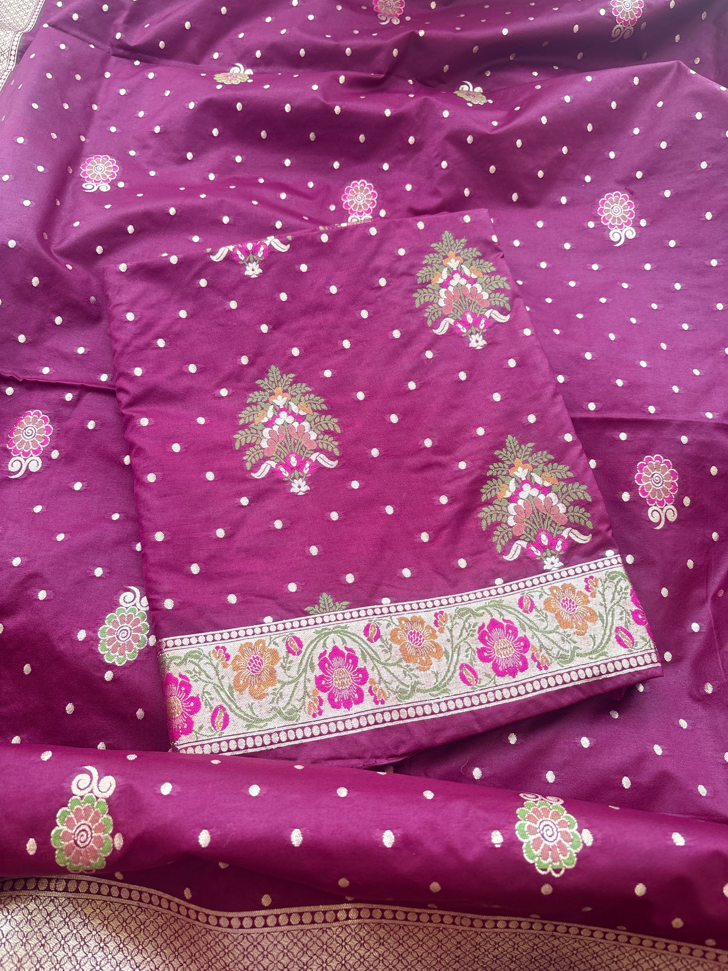 Magenta meenadar premium silk suit set