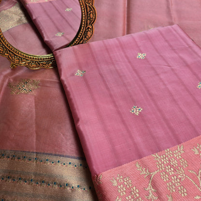 Pink katan silk kurta and kora silk dupatt , plain katan silk bottom