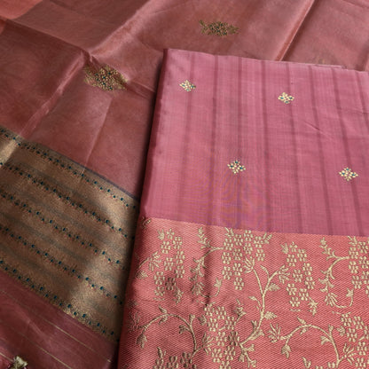 Pink katan silk kurta and kora silk dupatt , plain katan silk bottom