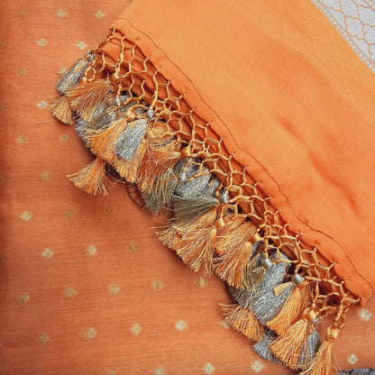 Orange moonga silk kurta , khaddi georgette dupatta,plain moonga silk bottom