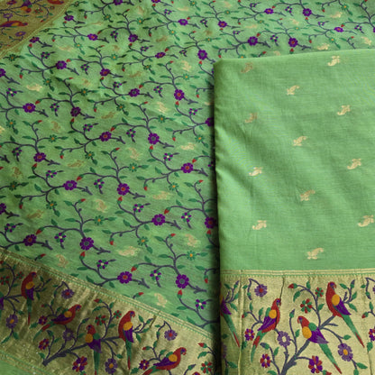 Green paithani inspired chanderi suit set