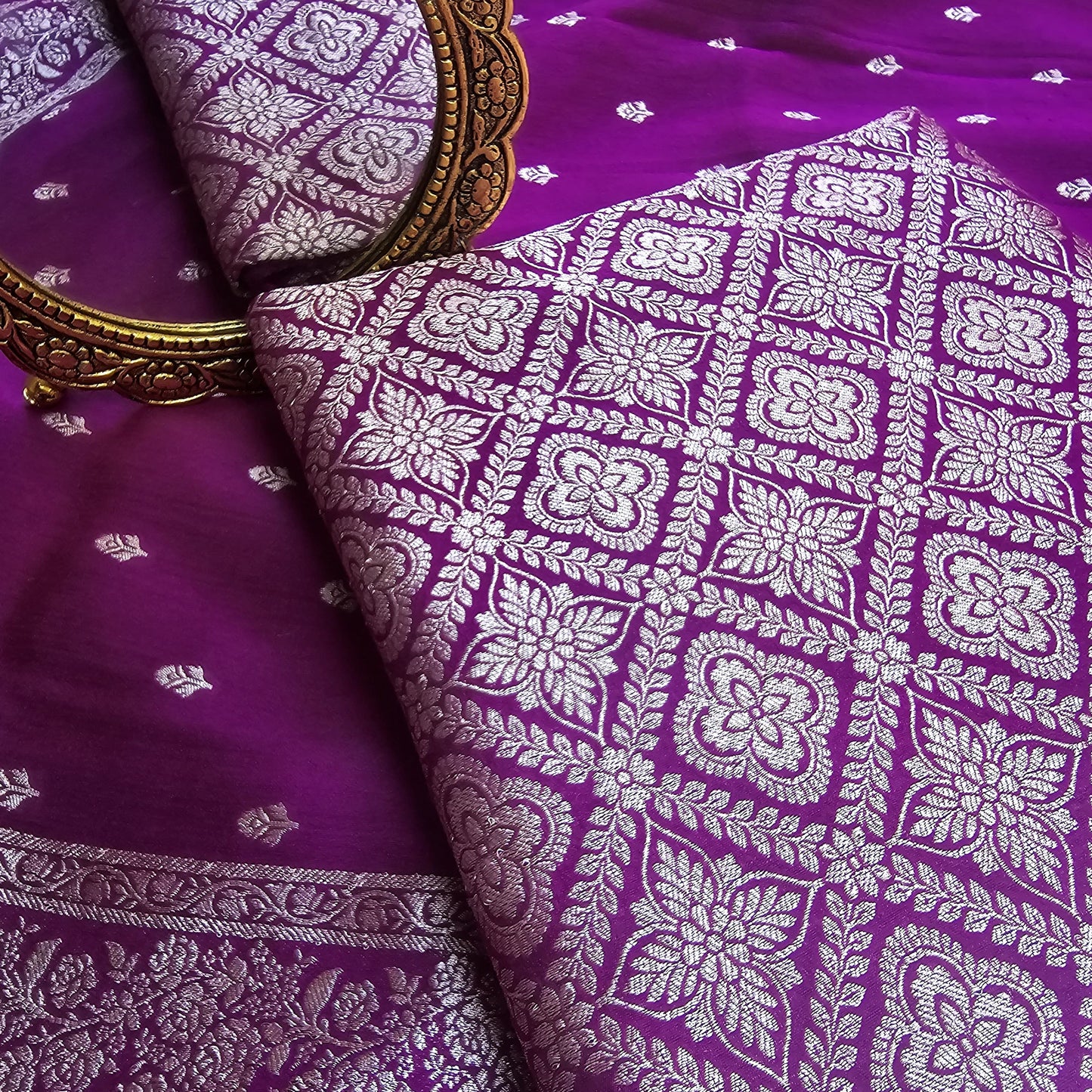 Magenta moonga brocade handloom suit set