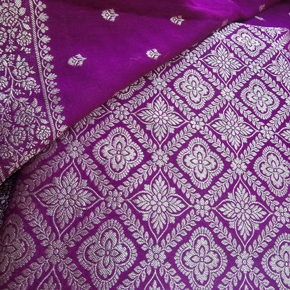 Magenta moonga brocade handloom suit set