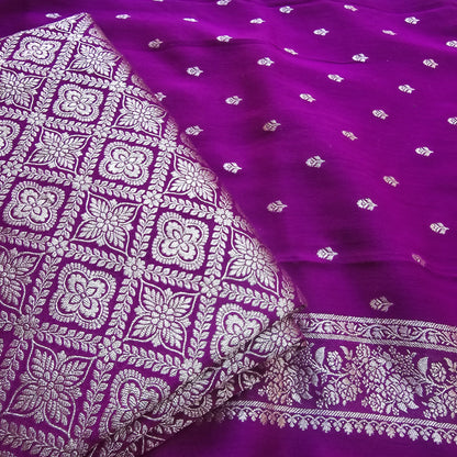 Magenta moonga brocade handloom suit set