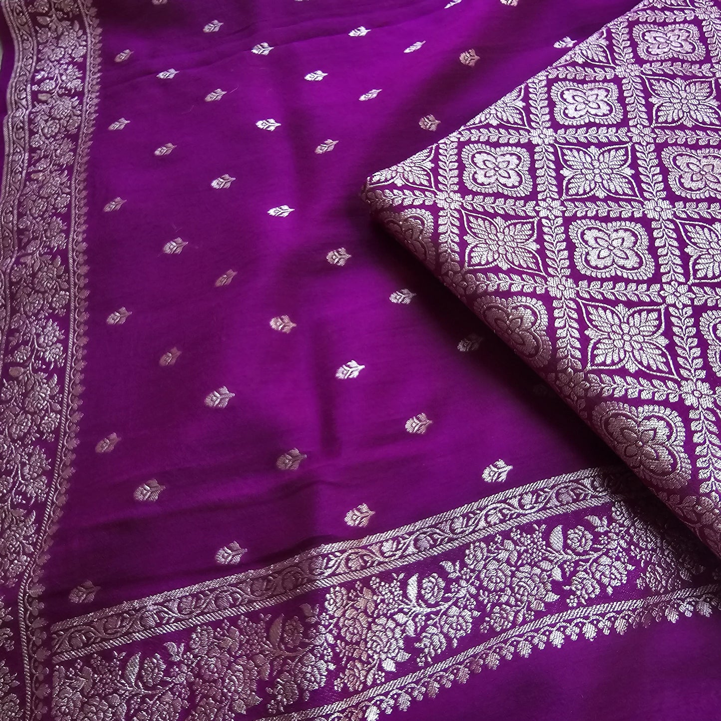 Magenta moonga brocade handloom suit set