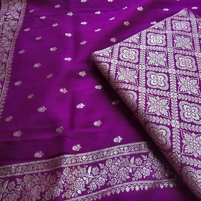 Magenta moonga brocade handloom suit set