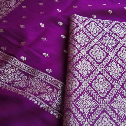 Magenta moonga brocade handloom suit set