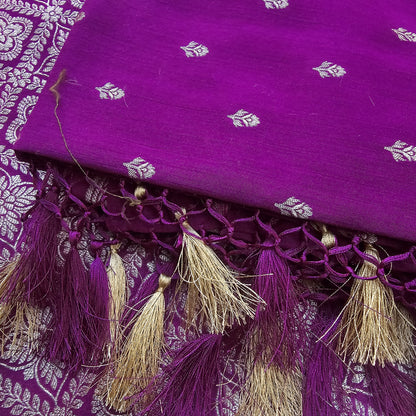 Magenta moonga brocade handloom suit set