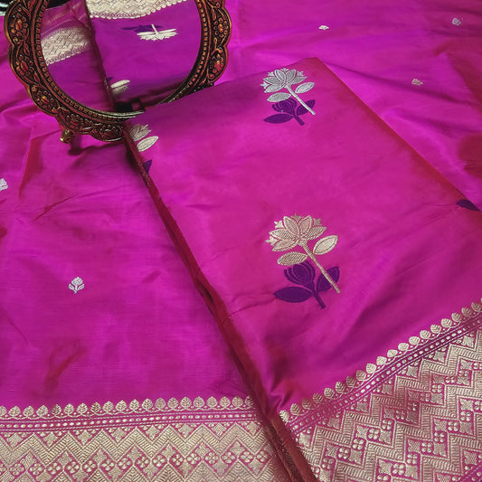 Pink katan by katan silk 3 pice suit set
