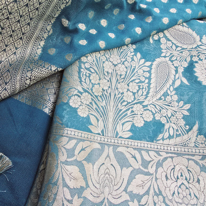 Blue khaddi georgette 2 piece suit