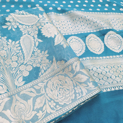 Blue khaddi georgette 2 piece suit