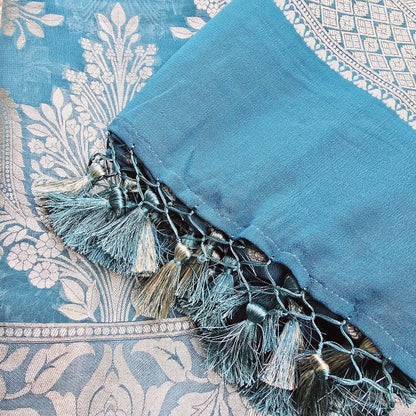 Blue khaddi georgette 2 piece suit