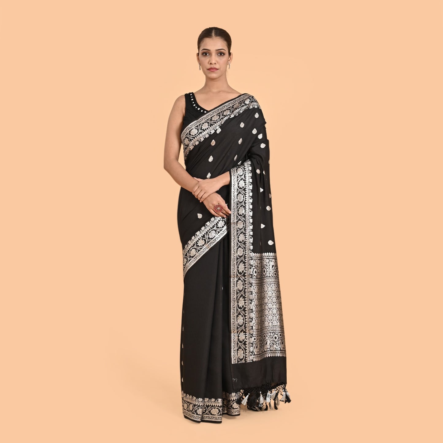 Black pure silk saree