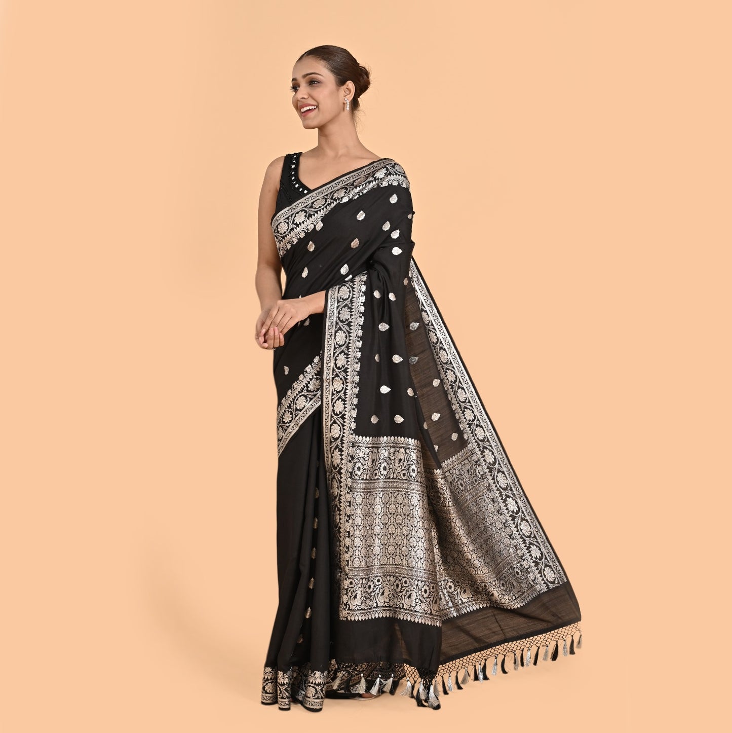Black pure silk saree