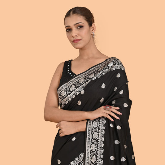 Black pure silk saree