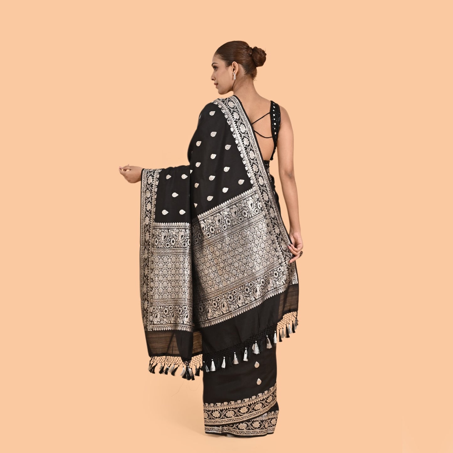 Black pure silk saree