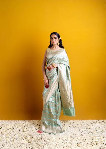 Pista Green Katan silk saree