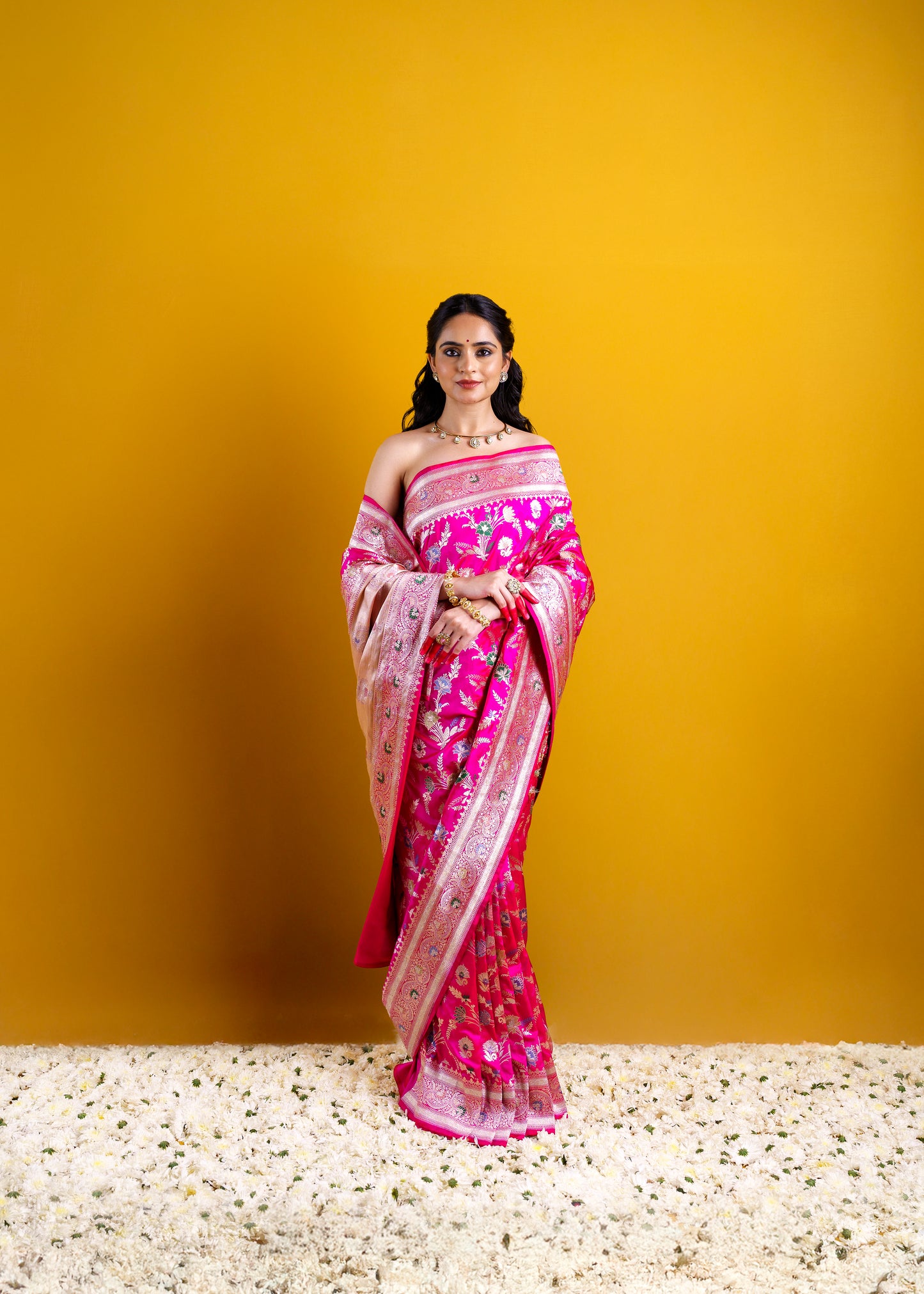 Pink Katan silk Meendar Kadhwa Weave Saree