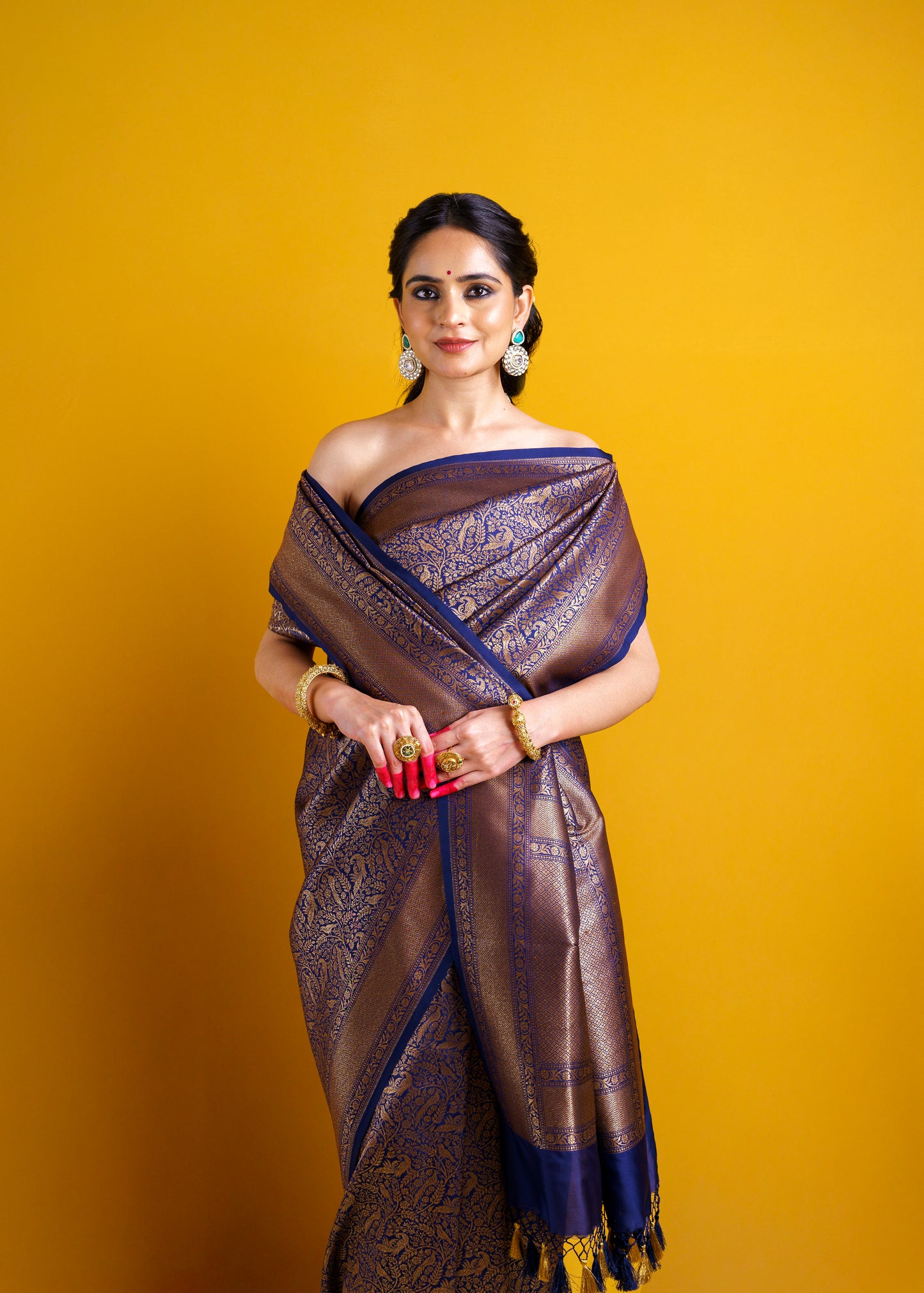 Blue full jaal weaving banarasi silk Saree