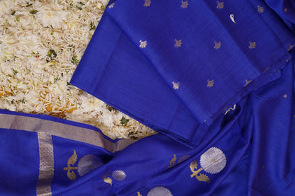 Blue pure moonga silk 3 piece suit