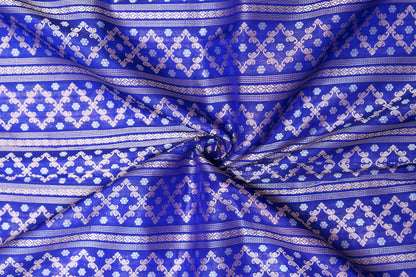 Blue katan silk full jaal kadhwa weave saree.