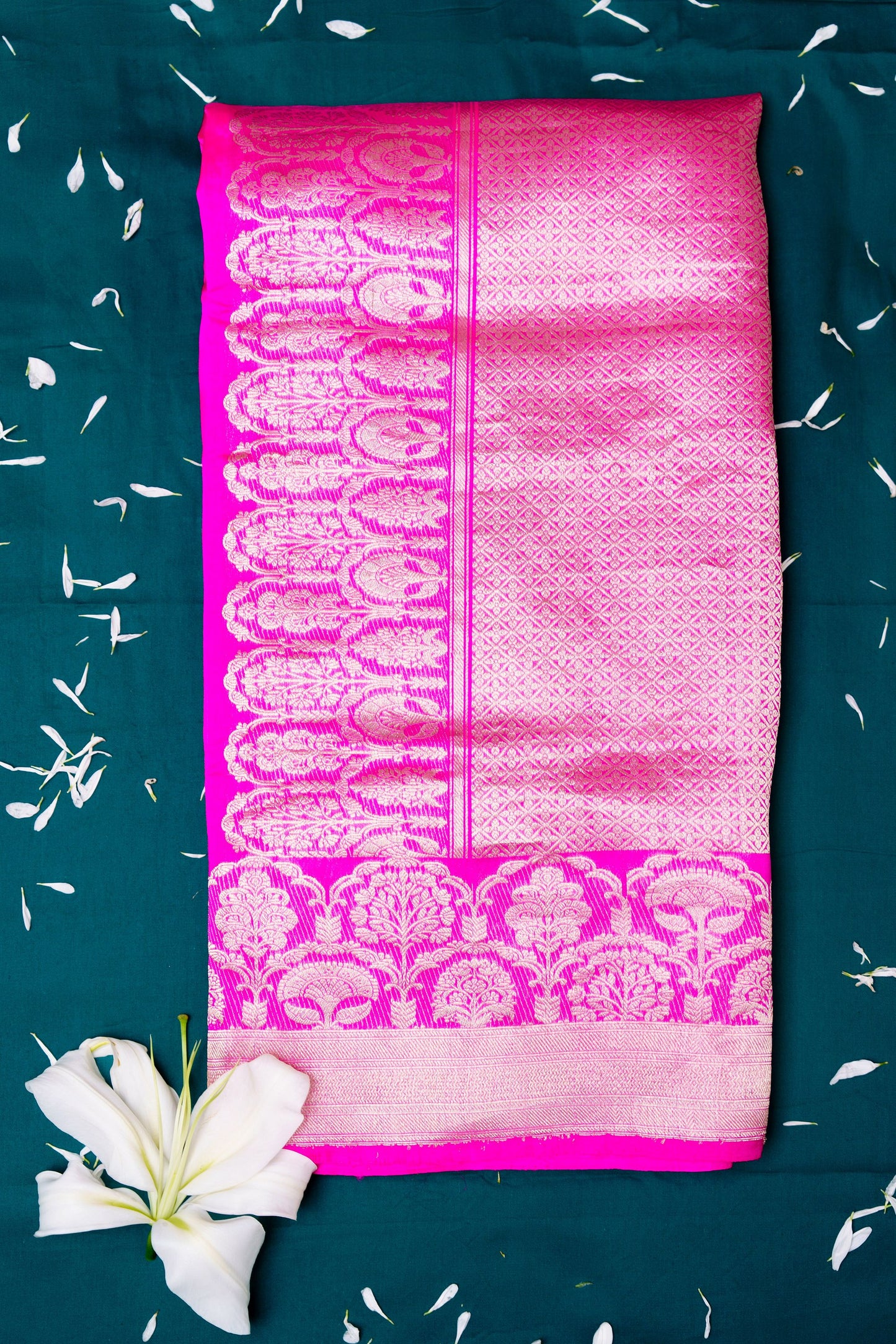 Rani Pink Raw Mango silk saree