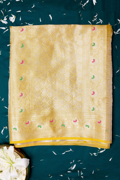 Yellow Crush tissue Meenadar Saree