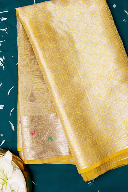 Yellow Crush tissue Meenadar Saree